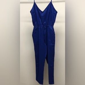 V-Neck Blue Jumpsuit